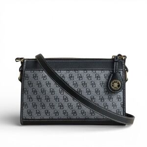Dooney & Bourke Black Gray DB Monogram Canvas Crossbody Bag